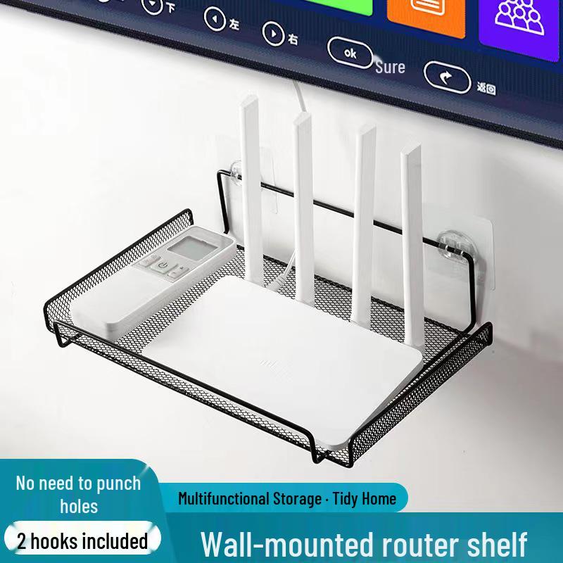 Wall-Mounted Router & TV Box Shelf – Punch-Free Storage Rack