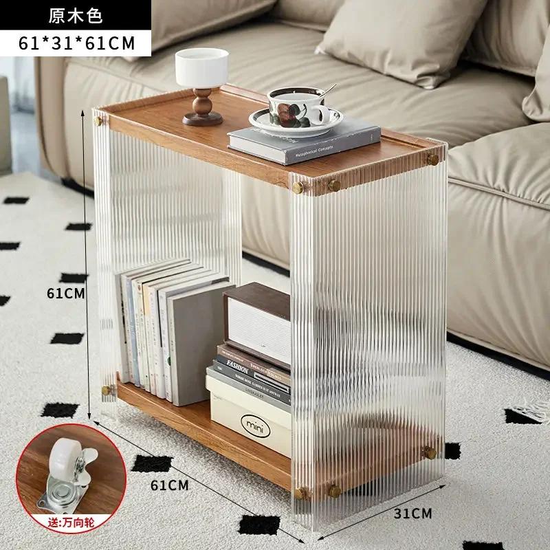 Transparent Acrylic Coffee Table, Double Layered Tea Table, Large Capacity Storage Rack, Living Room Side Table,Nordic Furniture