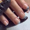 Blue French Manicure Tips: Short Square Wearable False Nails