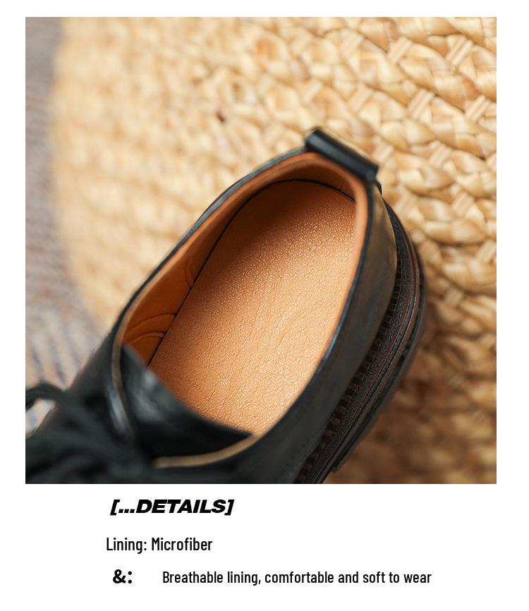 Women's 2024 Spring/Summer Retro Lace-Up Loafers - Thick Sole, Round Toe, Chunky Heel In British Style