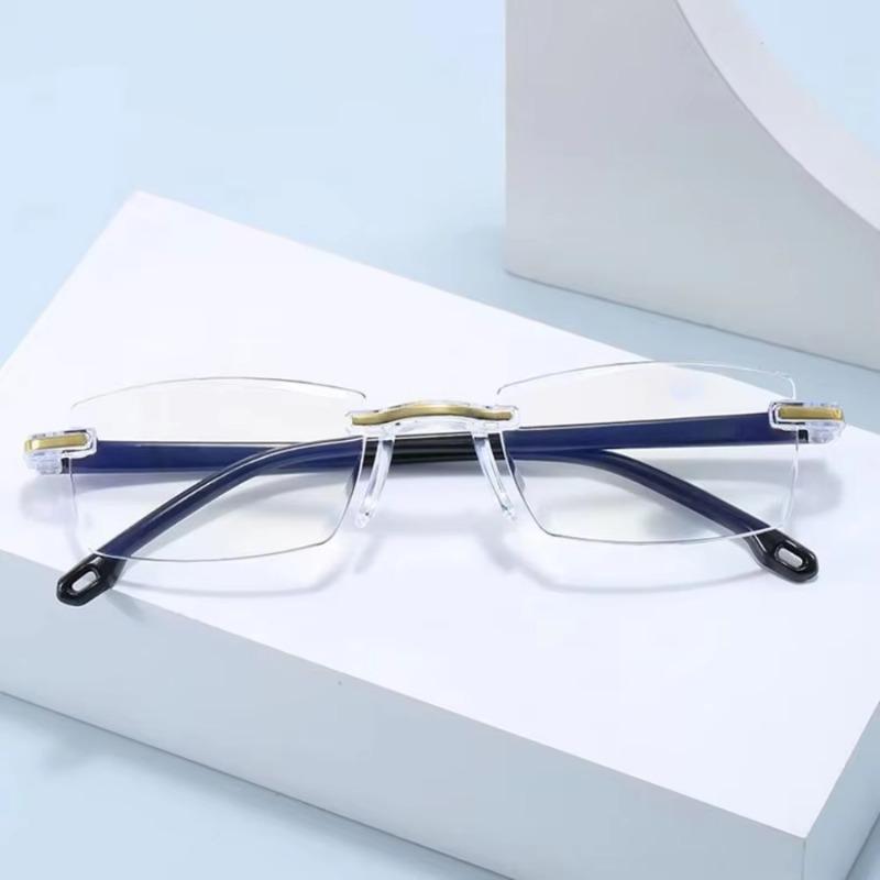 Ultra Light Rimless Diamond Edge Trimming Anti Blue Light Reading Glasses Men Women Radiation-resistant Presbyopia Eyeglasses