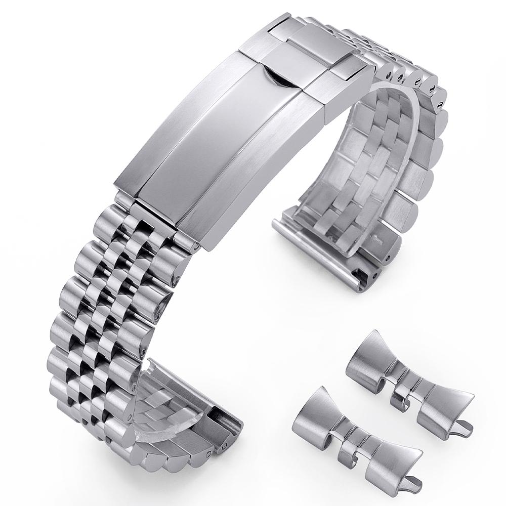 

20/21/22 мм Суцільний браслет для годинника з нержавіючої сталі Спортивний зап ястний ремінець Браслет для Jubilee для Rolex DAYTONA SUBMARINER Yacht-Master GMT 21mm срібний