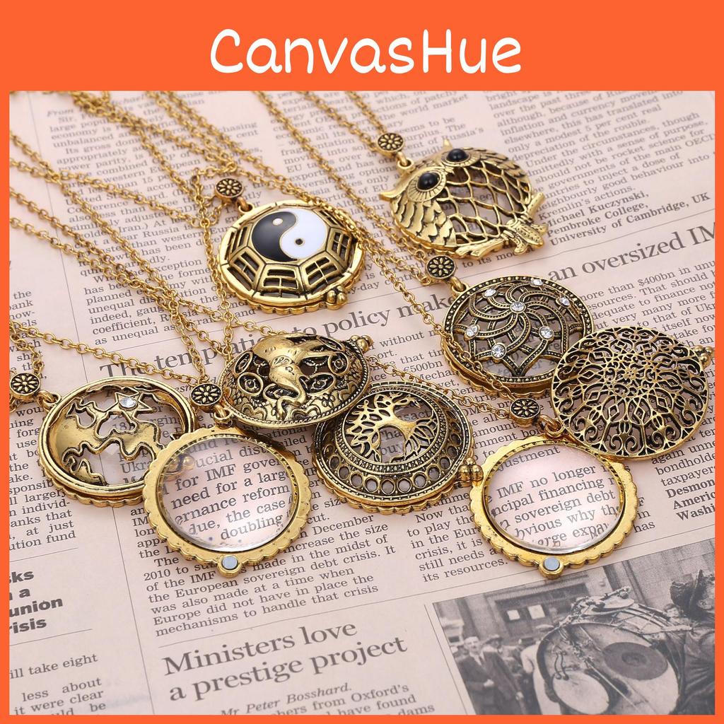 Vintage Magnifying Tree Pendant Necklace With Alloy Material For Stylish Women And Men