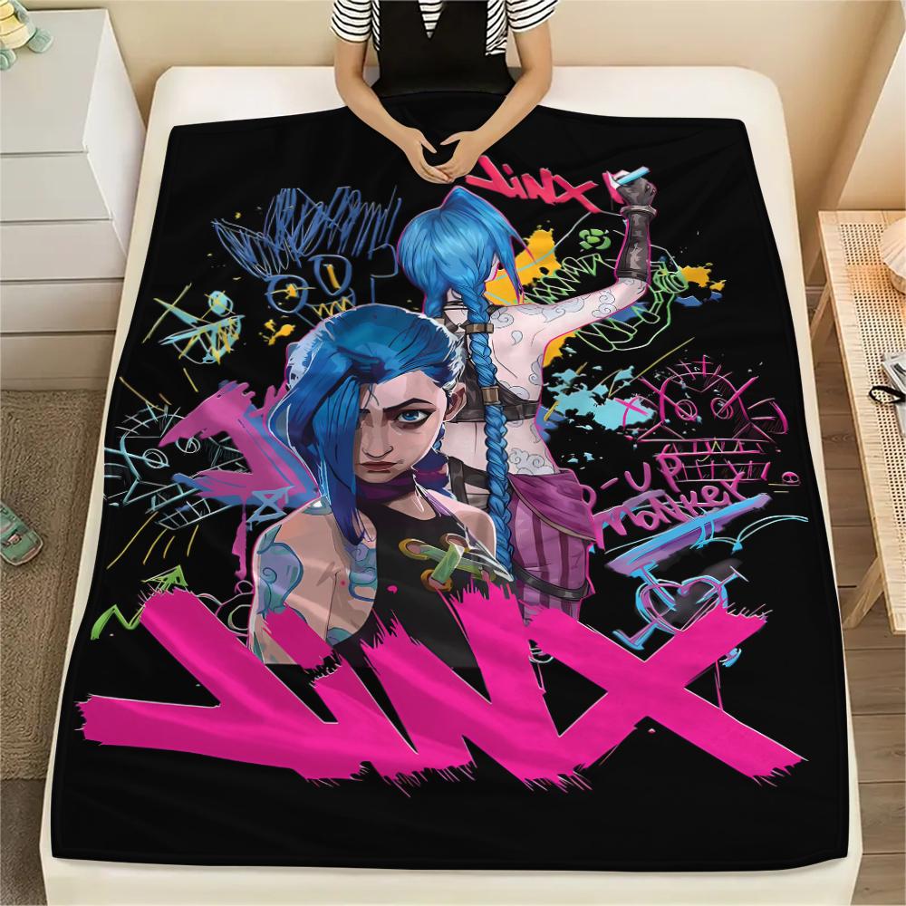 1PC Jinx Print Flannel Blanket, High quality All Seasons, Home Decor, Warmth and Comfort, Perfect for Christmas Gifts