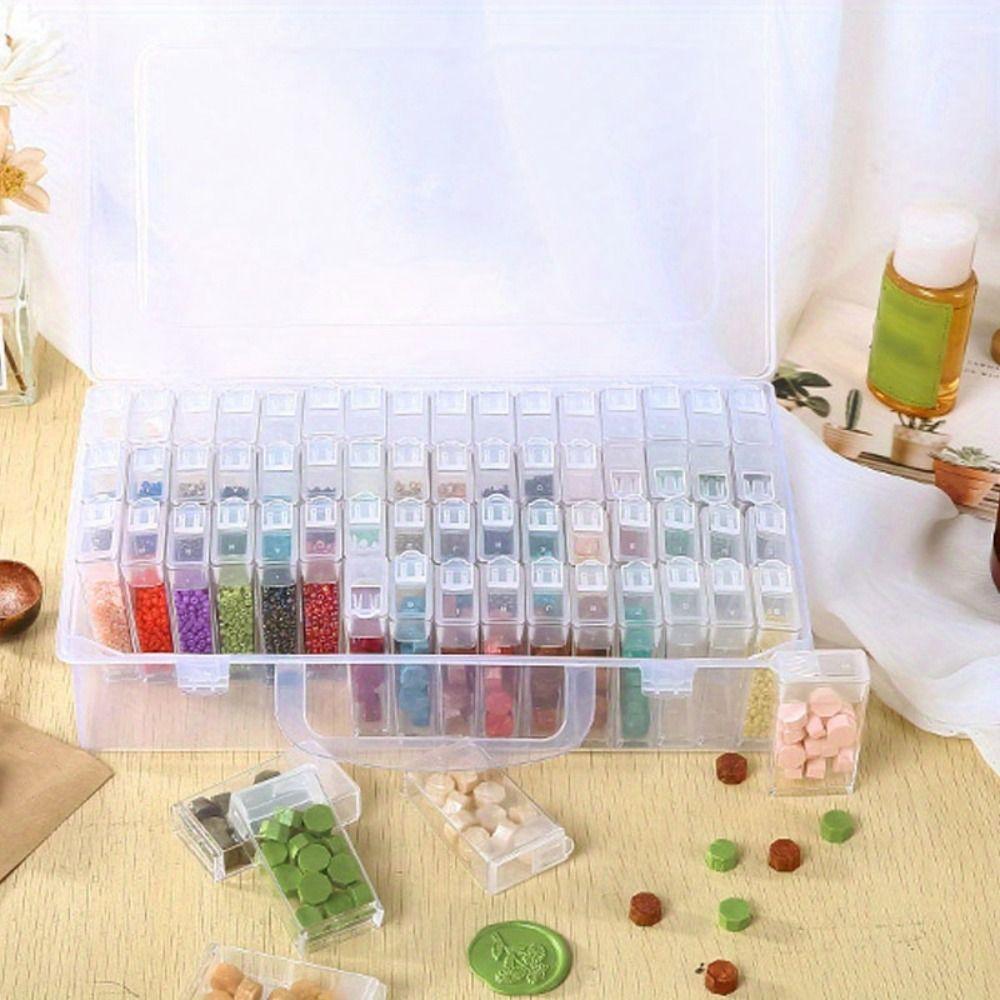 64 Grid Painting Storage Box Thicken Bead Organizer Jewelry Drill Storage Box Nail Salon