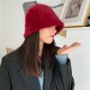 Hat Winter Women's Fashion Solid Color Rabbit Fur Hat Bucket Cap  Fisherman's Hat Retro Knitted Wool Basin Bucket Hat