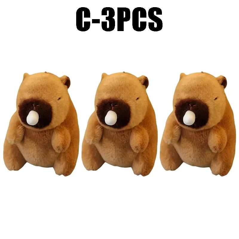Cute Capybara Keychain Plush Toy with Bubble Popping and Tail Wagging Fun Stuffed Animal Key Ring for Bag Backpack Purse