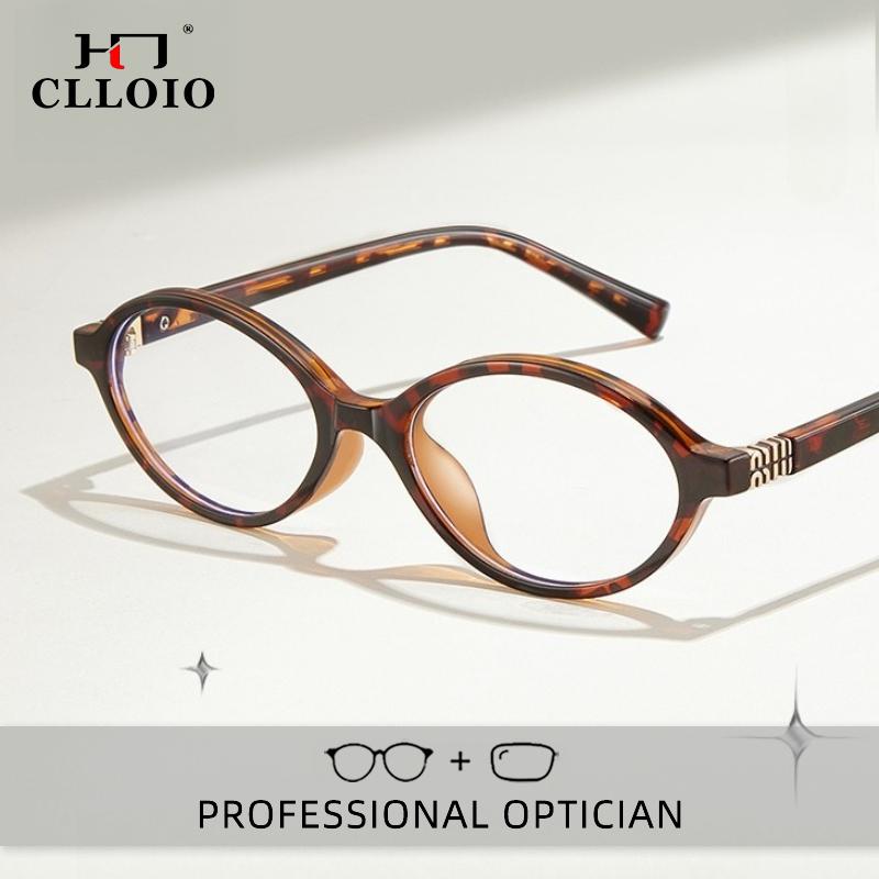 CLLOIO Classics Small Frames Anti Blue Ray Myopia Glasses Women Retro Oval Reading Glasses Anti-reflection Prescription Eyewear