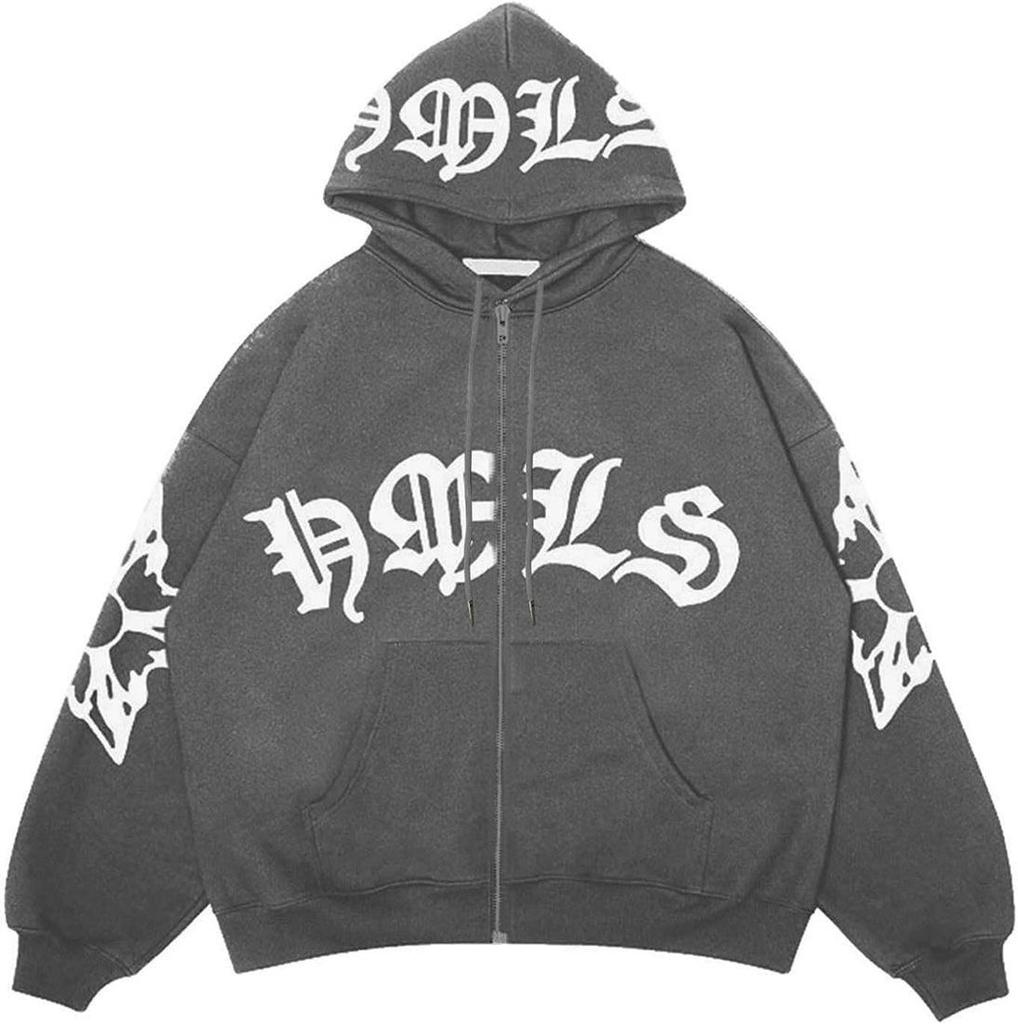 2024 Women's Street Style Bubble Letter Zip Hoodie – European & American Y2K Sweatshirt