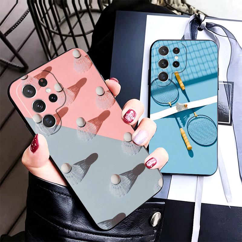 Badminton Sport Soft Phone Case for Samsung Galaxy S26 S25 Edge S24 Ultra S23 Plus S22 S21 FE S20 Black Cover Back Shell