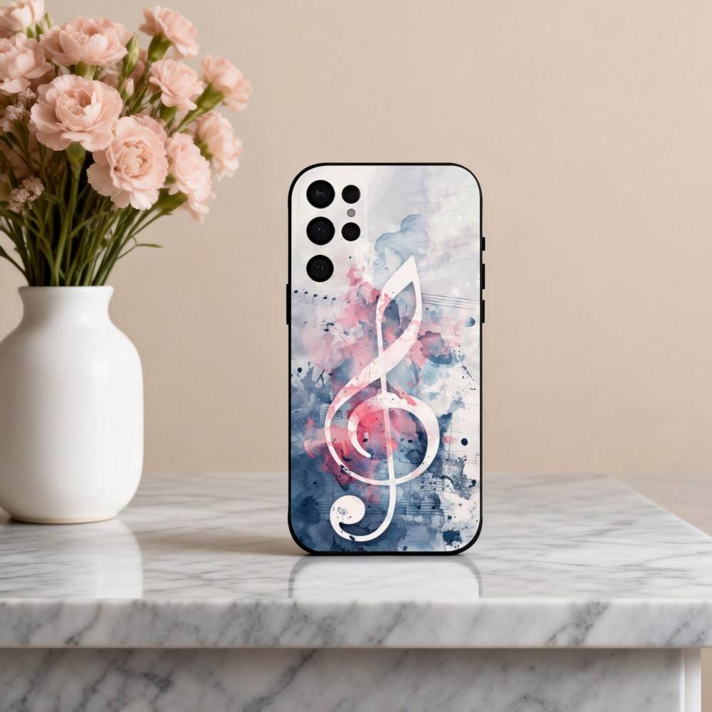 

M-Music Art T-Treble Clef Phone Case For Samsung S25,24,23,22,30,21,10,9,Ultra,Plus,Lite,FE,4,5 G Soft Black Case Samsung S21lite