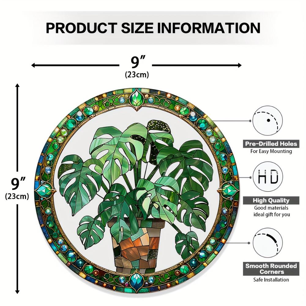 2D Flat Crystal Green Leaf Sun Catcher Garden Exotic Jungle Tropical Decoration Window Wall Hanging, Green Natural Decoration,holiday Party Decoration