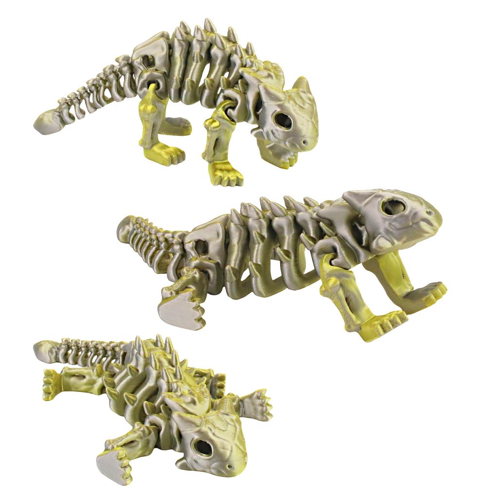 3D Printed Gold And Silver Skeleton Dragon, Joints Movable, Simulated Biological Model Ornament, Entertainment Toy