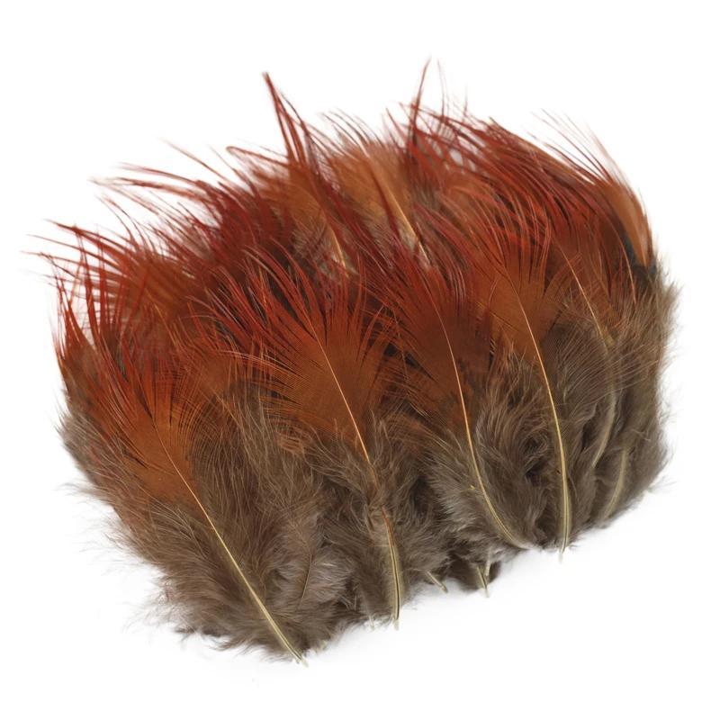 100 st Naturliga Gula Röda Fasanfjädrar för Hantverk Handarbetsaccessoarer 3-8CM Drömfångare Små Smyckestillbehör Skapande