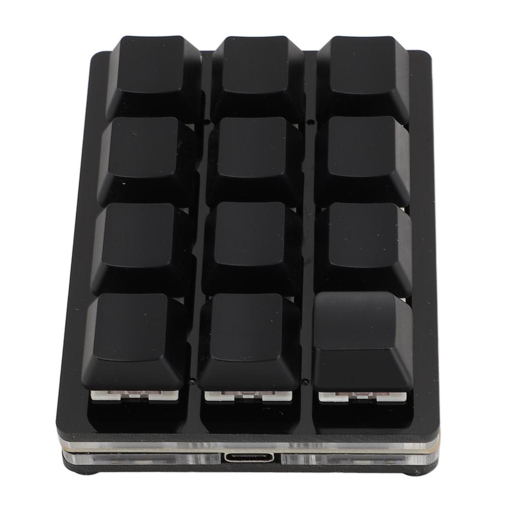 12 Key Mechanical Gaming Keyboard Mini USB Wired RGB Red Switch Programmable Macro Keyboard Black