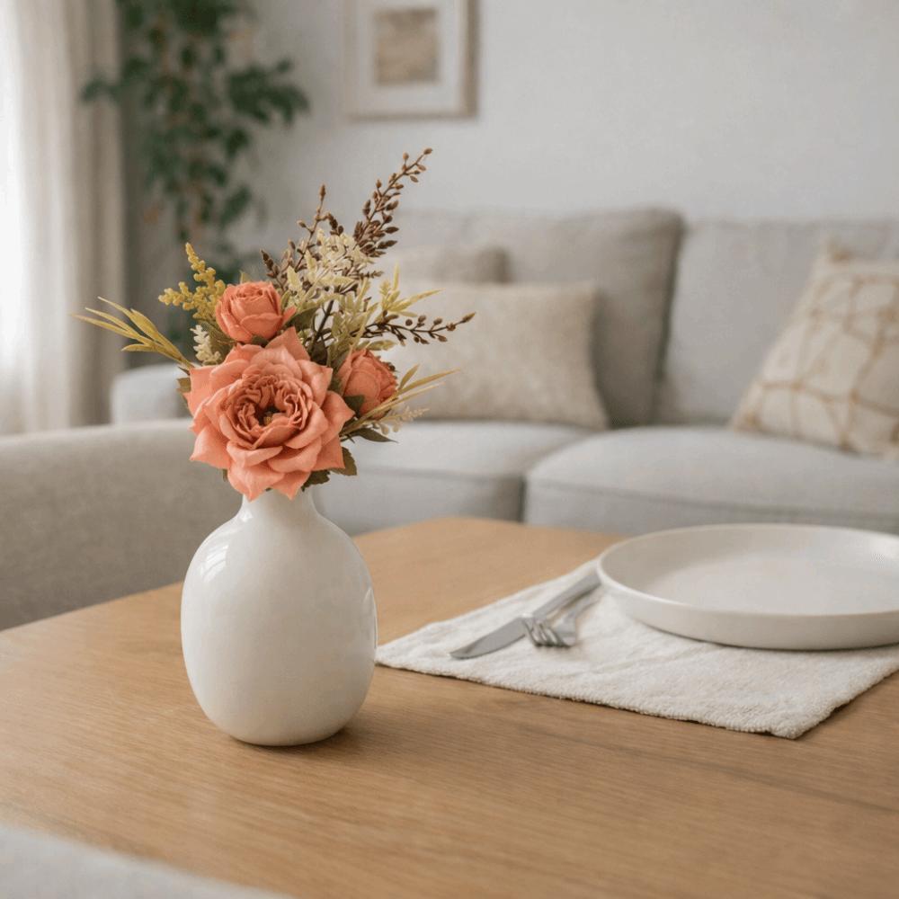 Real Touch Fake Floral Bouquet Lifelike Simulation Rose Flower Rose Reed Hybrid Home Decoration