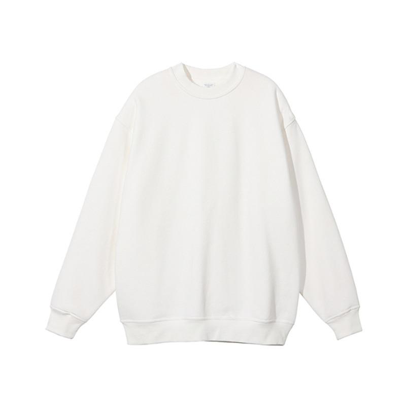 Men's Grey Fleece-Lined Crewneck Sweatshirt: 2025 Spring/Autumn, Long Sleeve, Loose Fit, Casual Plus Size