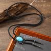 Vintage Metal Stone Black Hat Bolo Tie with Gemstones Leather Rope Pendant Necktie Jewelry Western Tie Western Necklace Costume