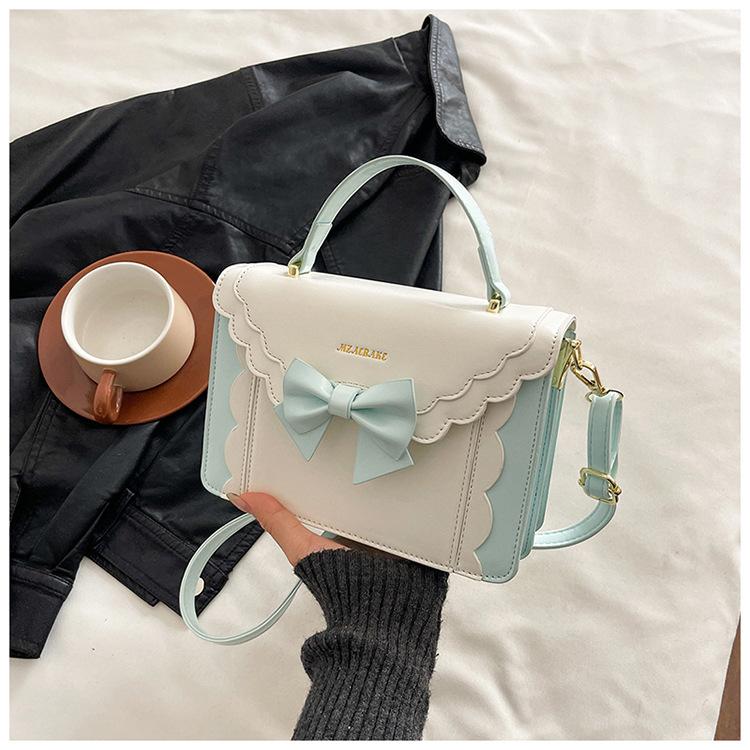 

2025 новый летний нишевый дизайн бант зарубежный стиль сумка-мессенджер милый ветер сумочка высококлассная маленькая квадратная сумка синий