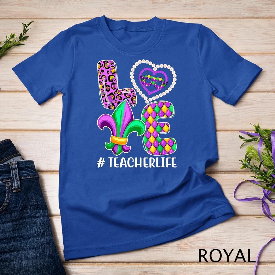 Funny Teacher Mardi Gras Family Matching Outfit T-Shirt Unisex T-shirt 8 S