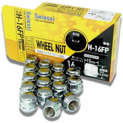 Shinsei H-16FP Wheel Nut M12 X P1.5 Taper Seat 60° 16 Pieces Carbon Steel for Mechanical Structure Hexagonal