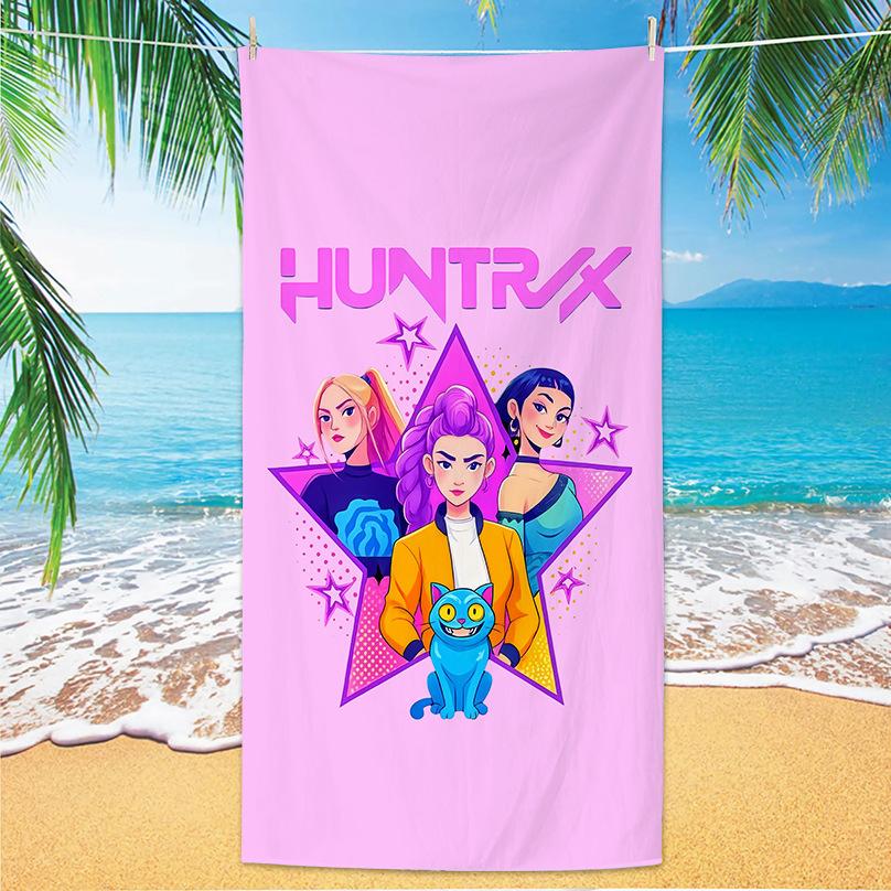 Surrounding Skpop Demon Hunter Girl Beach Towel Microfiber Printed Beach Towel Towel 140x70