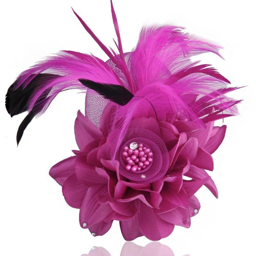 Simulated Net Flowers Tea Party Headband Feather Feather Hairpin Fascinator Hat  Hair Accessories