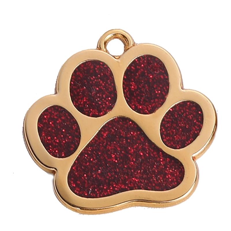 Haustierhalsband Blingbling Anhänger für Hunde Katzen Tierpfotenabdruck Anhänger mit Glitzer Mehrfarbig