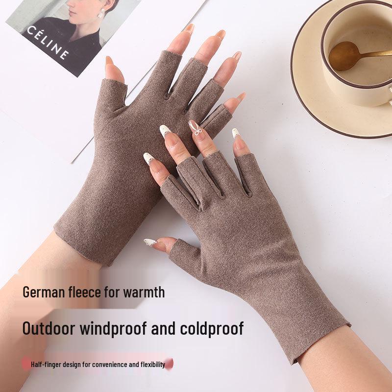 Unisex Half-Finger Heated Gloves for Typing, Cycling, and Manicures – Touchscreen Compatible for Autumn and Winter