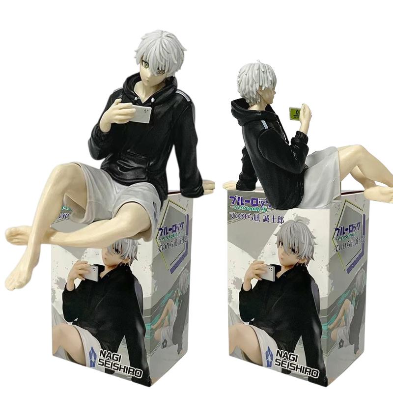 Anime Blue Lock Nagi Seishiro 8.5cm Sitting Posture Selfie Doll Model figure Sculpture Decoration Model Toys Gift