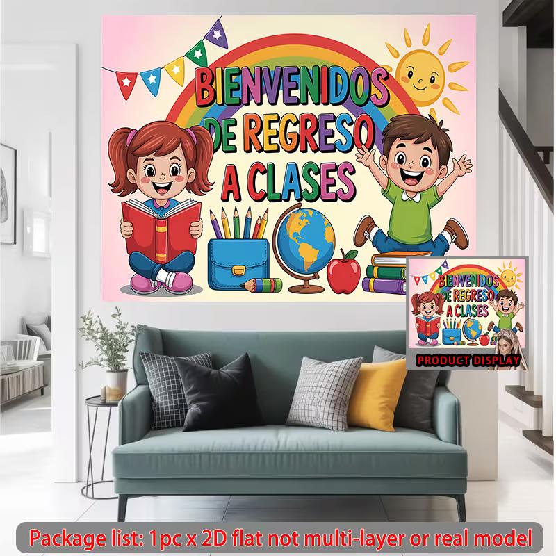 Bienvenidos De Regreso A Clases Backdrop, Spanish Back to School Kids Banner