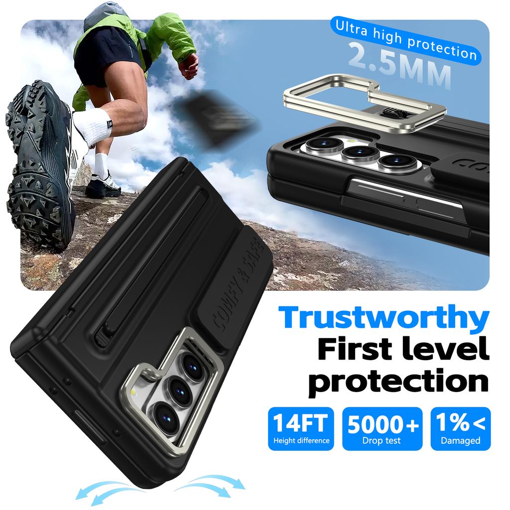 Anti-Drop Full Protection Case for Samsung Galaxy Z Fold 7 6 5 4 3 5G Fold7 Fold6 Fold5 Fold4 Fold3 Kickstand Holder with Pen