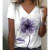 Summer Women V-neck Short Sleeved Butterfly 3D Print Top Fashion Large T-shirt Women's Clothing