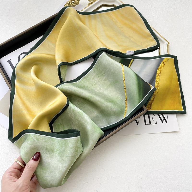 Silk natural texture mulberry silk scarves versatile double-layer double-sided genuine silk scarves for women, slim necklace scarves with flowing 150*15cm