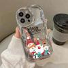 Cute Merry Christmas Pattern Mirror Shockproof Phone Case For iPhone 15 Pro Max 14 13 Pro 12 11 Wave Frame Lens Protection Glossy Plating Soft Cover
