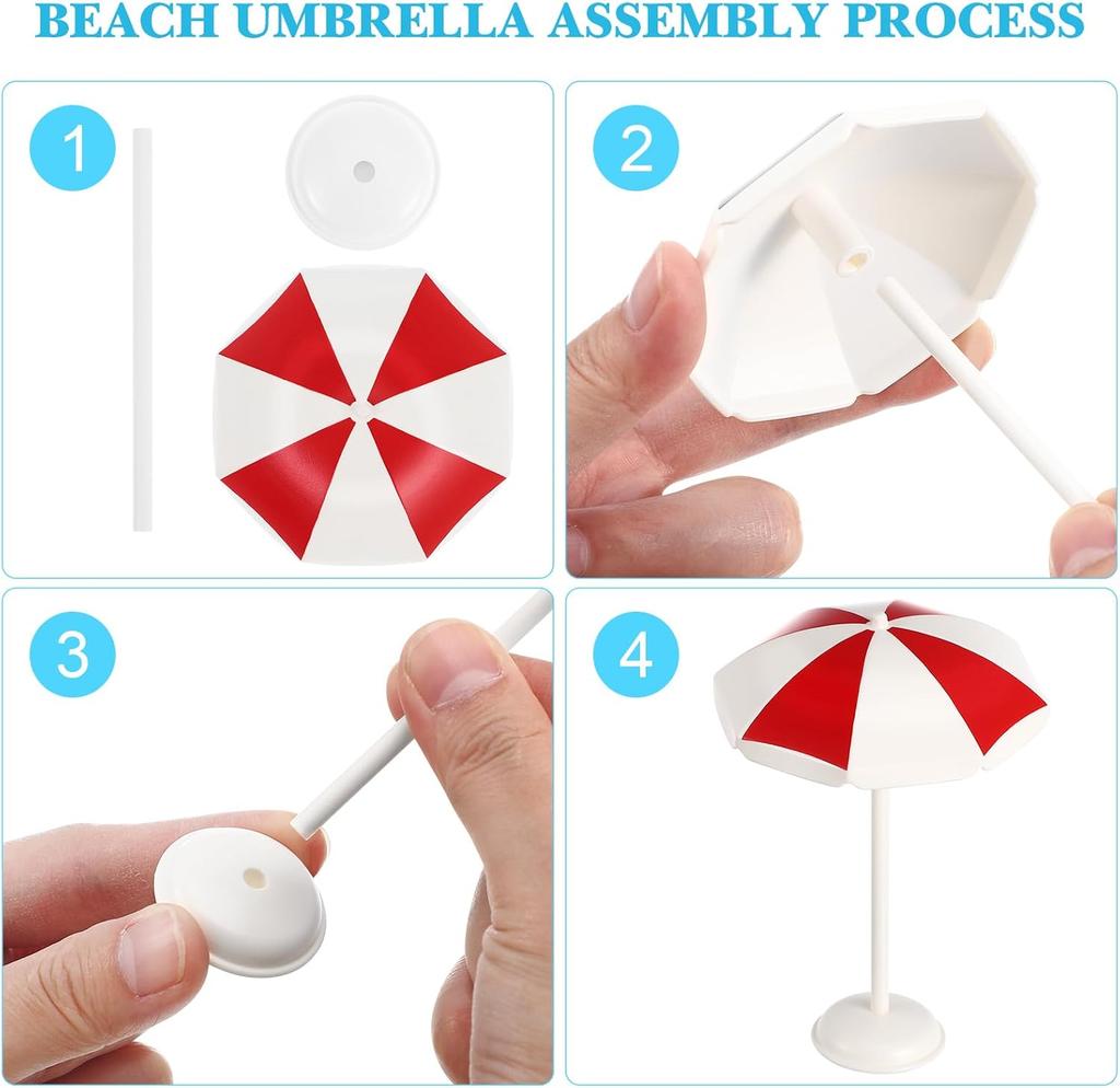 Miniatuurowy domek dla lalek Basen Akcesoria Mini Plaża Akcesoria do domku dla lalek Mini Leżak Parasol Koło do pływania Model basenu