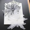 Handmade Beaded Large 3D Embroidery Chiffon Patch Feather Crystal Tassel Fabric Flowers Wedding Applique DIY Decoration