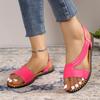 Spring and summer new large size beach women's shoes flat bottom one word outside wear open toe breathable sandals women