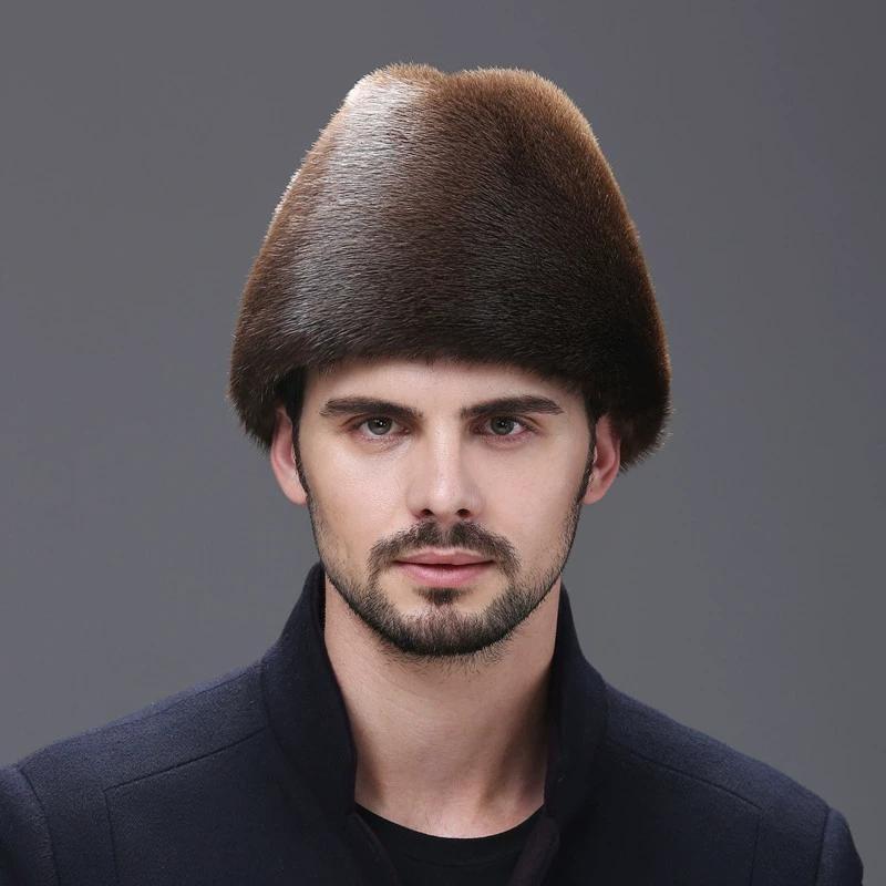 Rex Leather Hat Men Middle-aged and Elderly Winter Mink Hair Old Man Hat Warm Men Mink Whole Mink Father Fur Cotton Hat