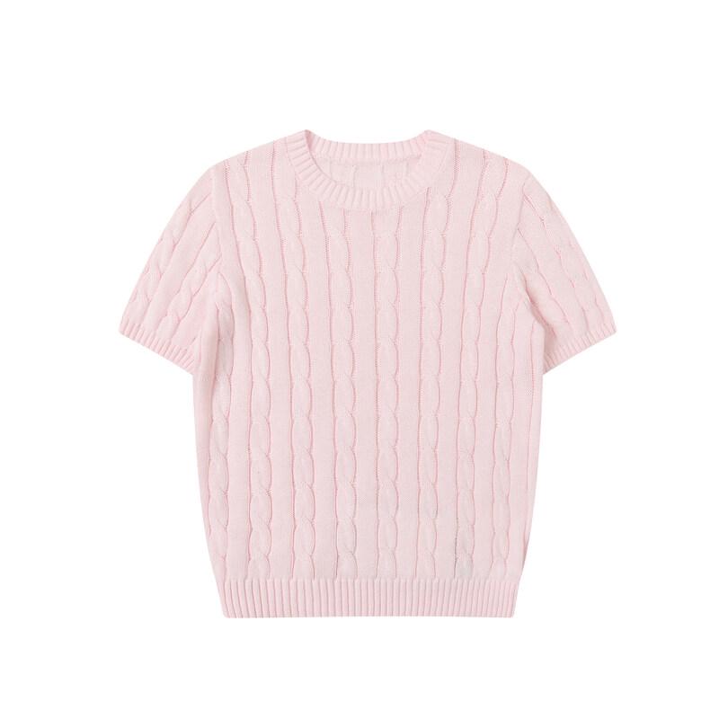 ICH MODE Women's 'Old Money' Cable Knit Short Sleeve T-Shirt