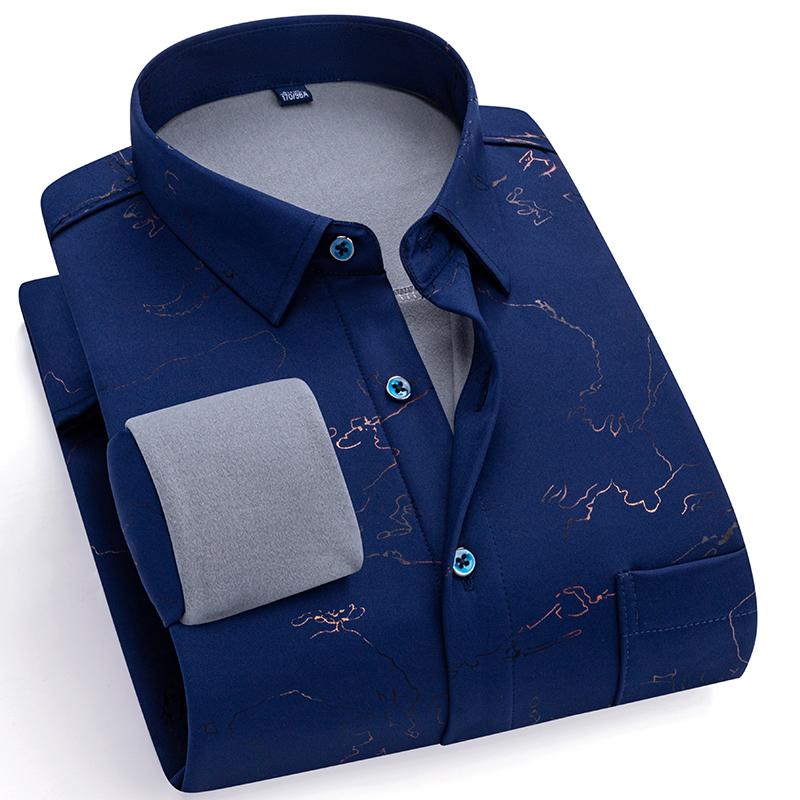 

Теплые зимние 2-слойные мужские повседневные рубашки с длинным рукавом и карманом 45