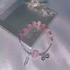 TikTok-Style Cat's Eye Stone Bracelet: Simple, Girlish Heart & Bell Design for Couples or Best Friends