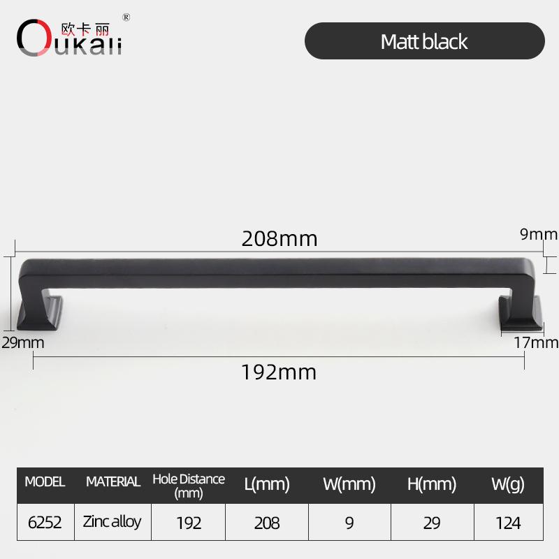 Oukali High Quality Modern Furniture Cabinet Handle Kitchen Bathroom Brushed Brass 5 Inch Matt Black Drawer Pull Handles