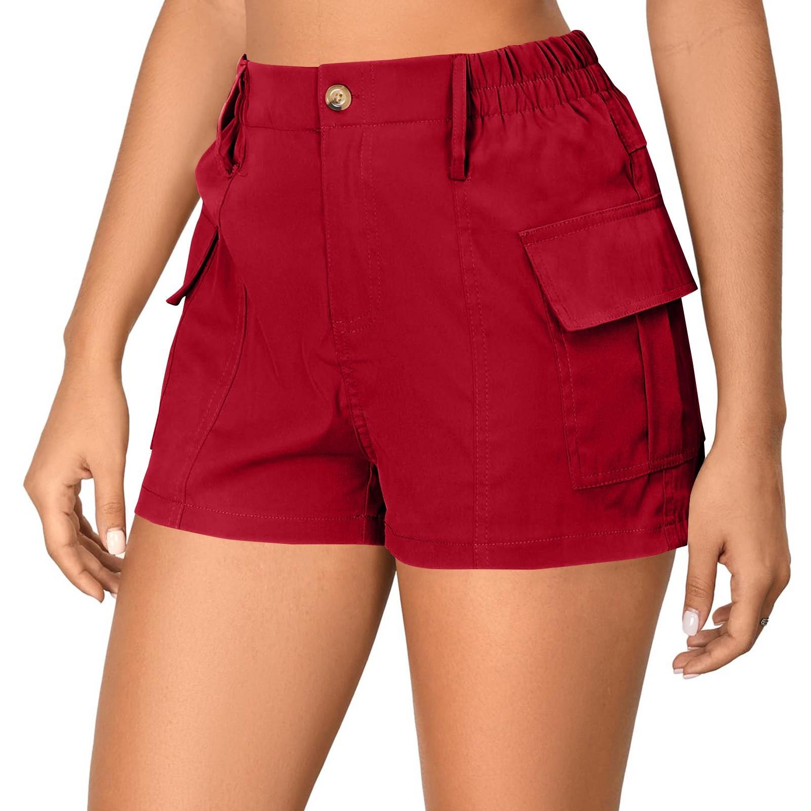 

Джинсовые шорты-бермуды для женщин, высокие модные длинные эластичные джинсовые шорты длиной до колена, повседневные летние шорты S красный