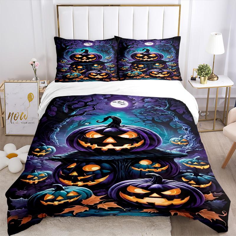 3pcs Spooky Night Scene Duvet Cover Set - Includes 1 Duvet Cover and 2 Pillowcases, No Quilt Core, All-Season Home Decor yy251111087