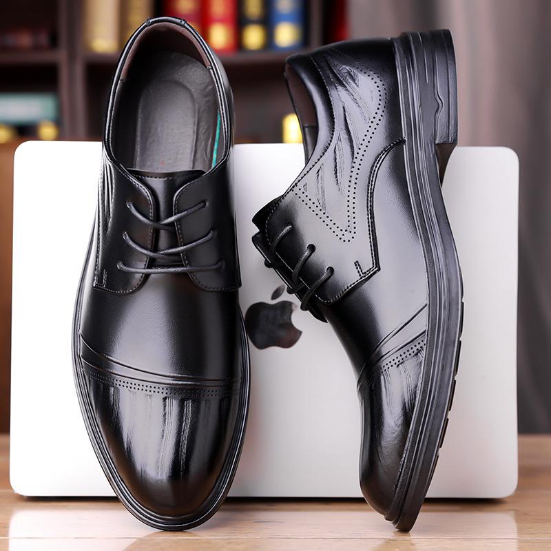 2025 Autumn British Style Genuine Leather Men's Three-Eyelet Business Formal Shoes