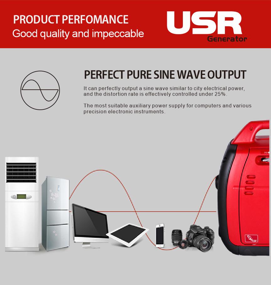 220V Portable Digital Gasoline Generator, 2kW Low Power for Small Outdoor Household Use