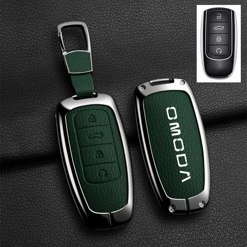 Zinc Alloy Leather Car Key Case, For Chery Omoda C5 E5 C9 5 9 Ev Phev 7 8 Pro Plus , Protected Keychain Bag, Car Accessories