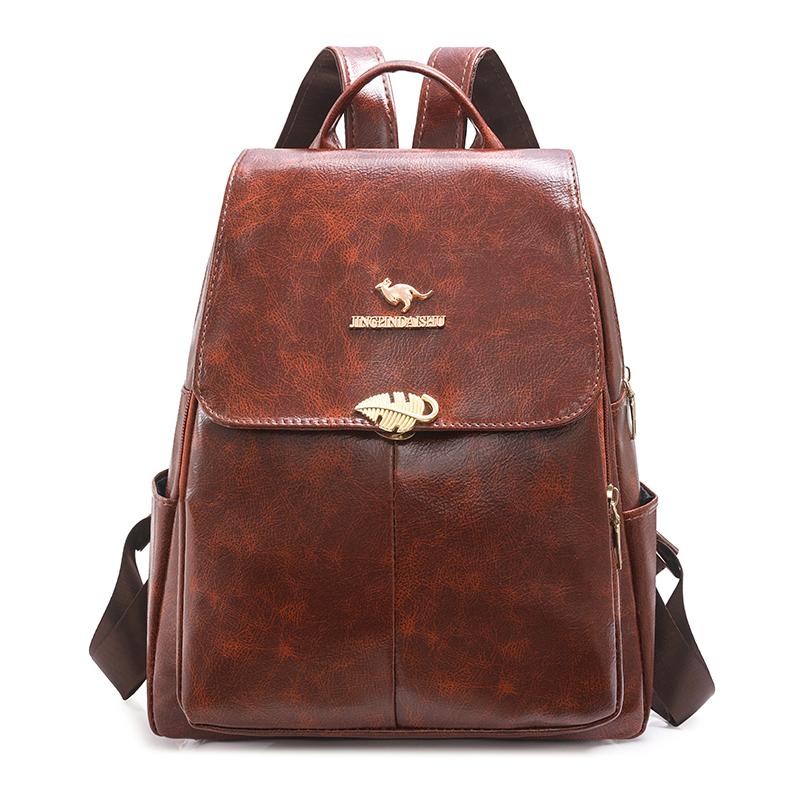 Multi-Purpose Backpack Retro Commuter Women's Large Capacity Solid Color Travel Backpack