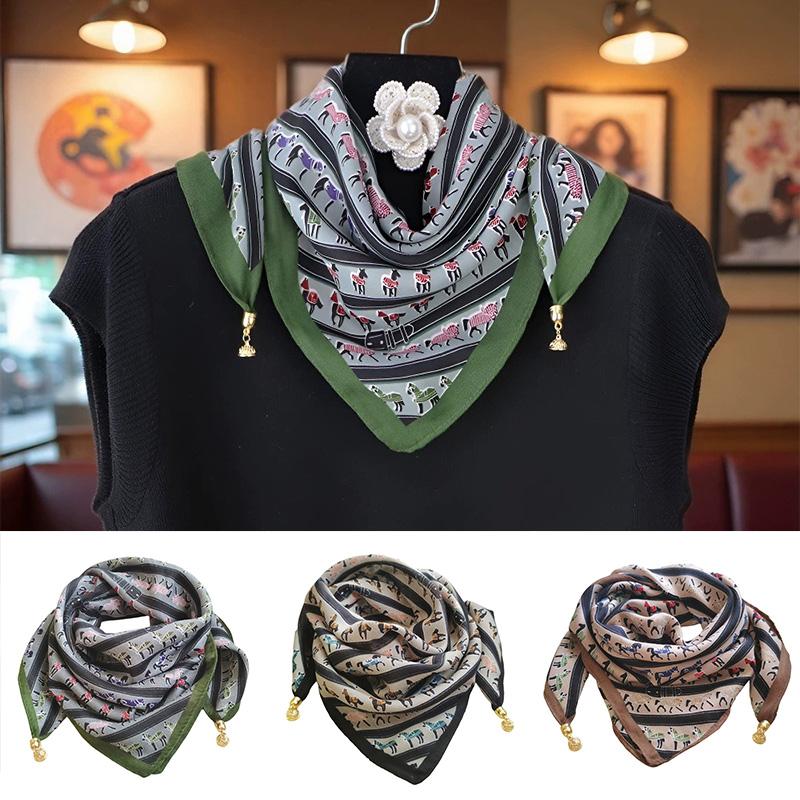 1Pc Neck Brace 2026 Magnetic Clasp Gift Scarf Versatile Triangular Bandage Warm Pony Pattern Cotton